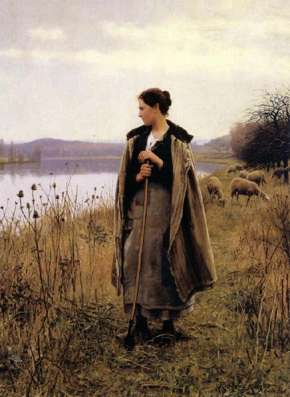 Daniel Ridgeway Knight The Shepherdess of Rolleboise Sweden oil painting art